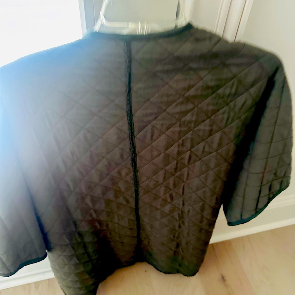 Women’s Jacket vest quilted, velvet lined, wool and leather trim. Anthropologie